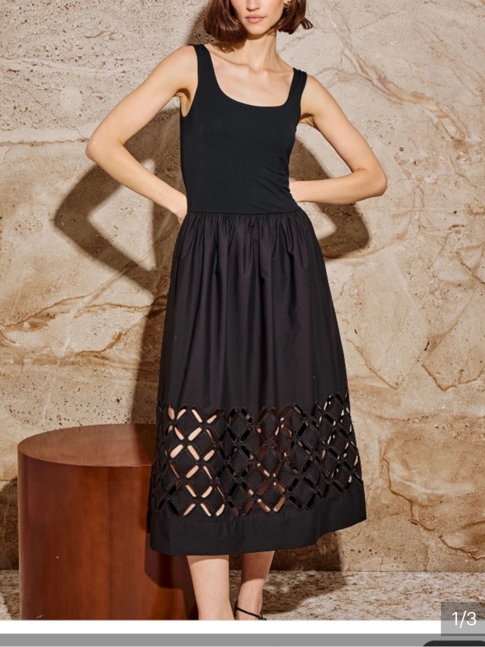Rails Black Midi Dress with Cutout Hem